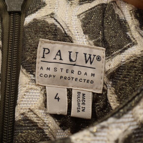 Pauw Amsterdam Structured Dress Metallic Snake Print Architectural Career Size 4 - Picture 3 of 11